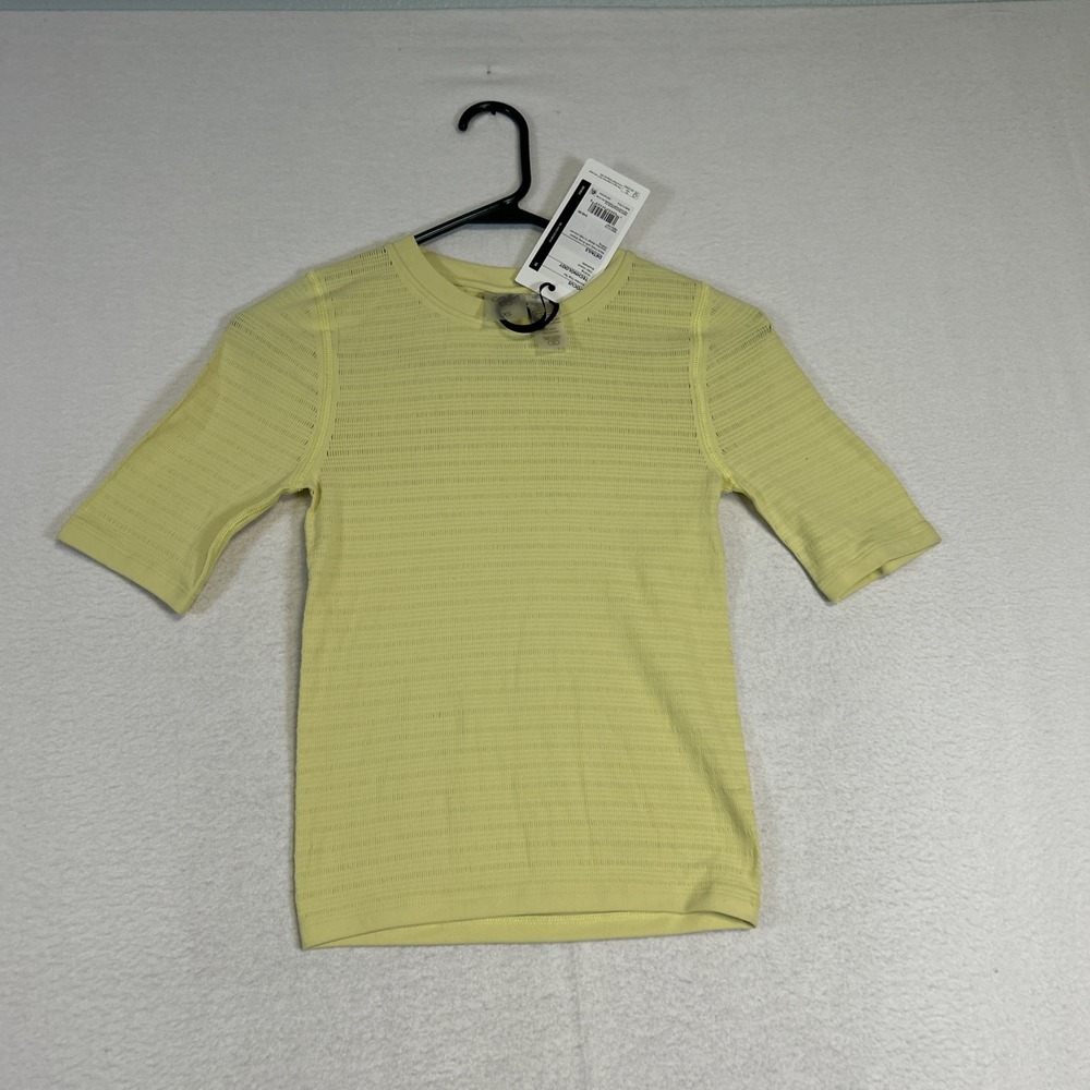CALIA Womens Yellow Seamless Short Sleeve Focus Athletic Top XS WAX15125 NWT